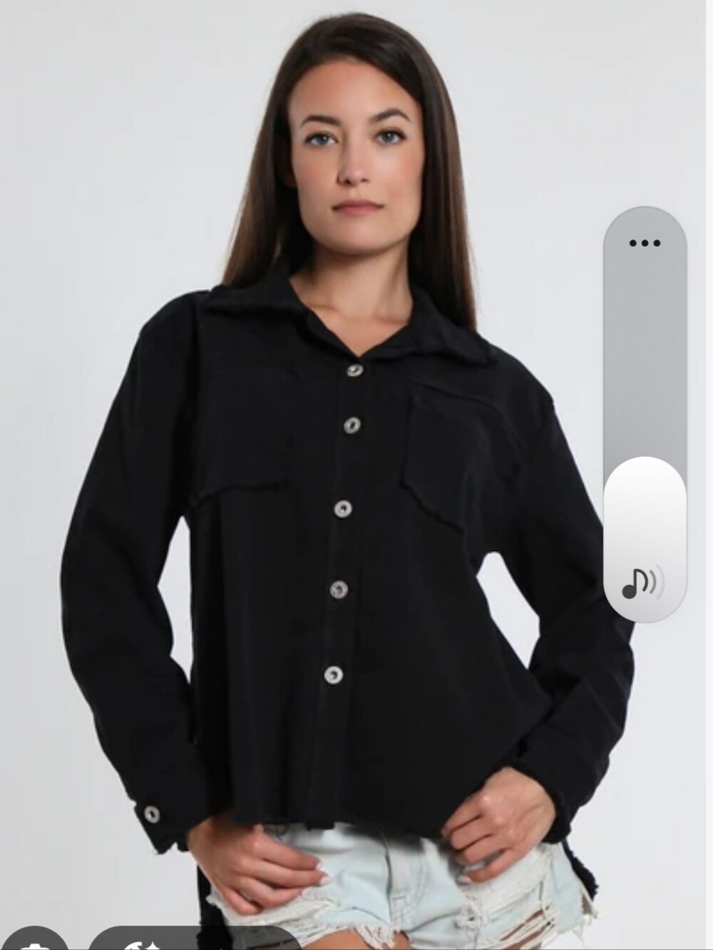 Black Button-Front Women's Shirt Jacket